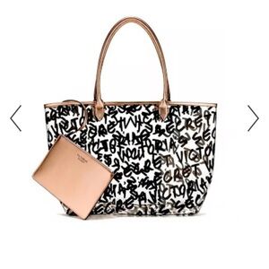 Victoria's Secret Black and White Graffiti Tote